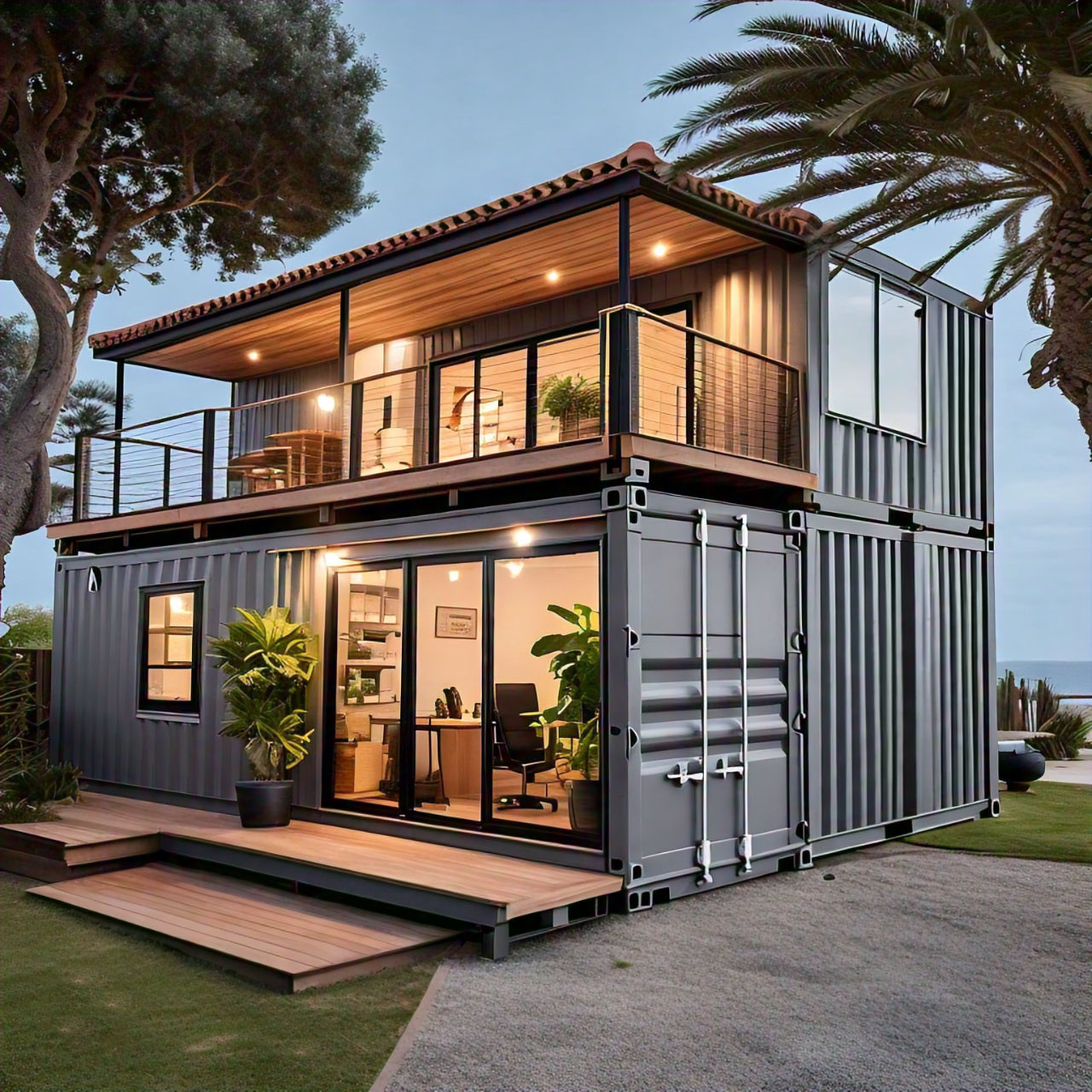 Modern looking Container Home on the beach