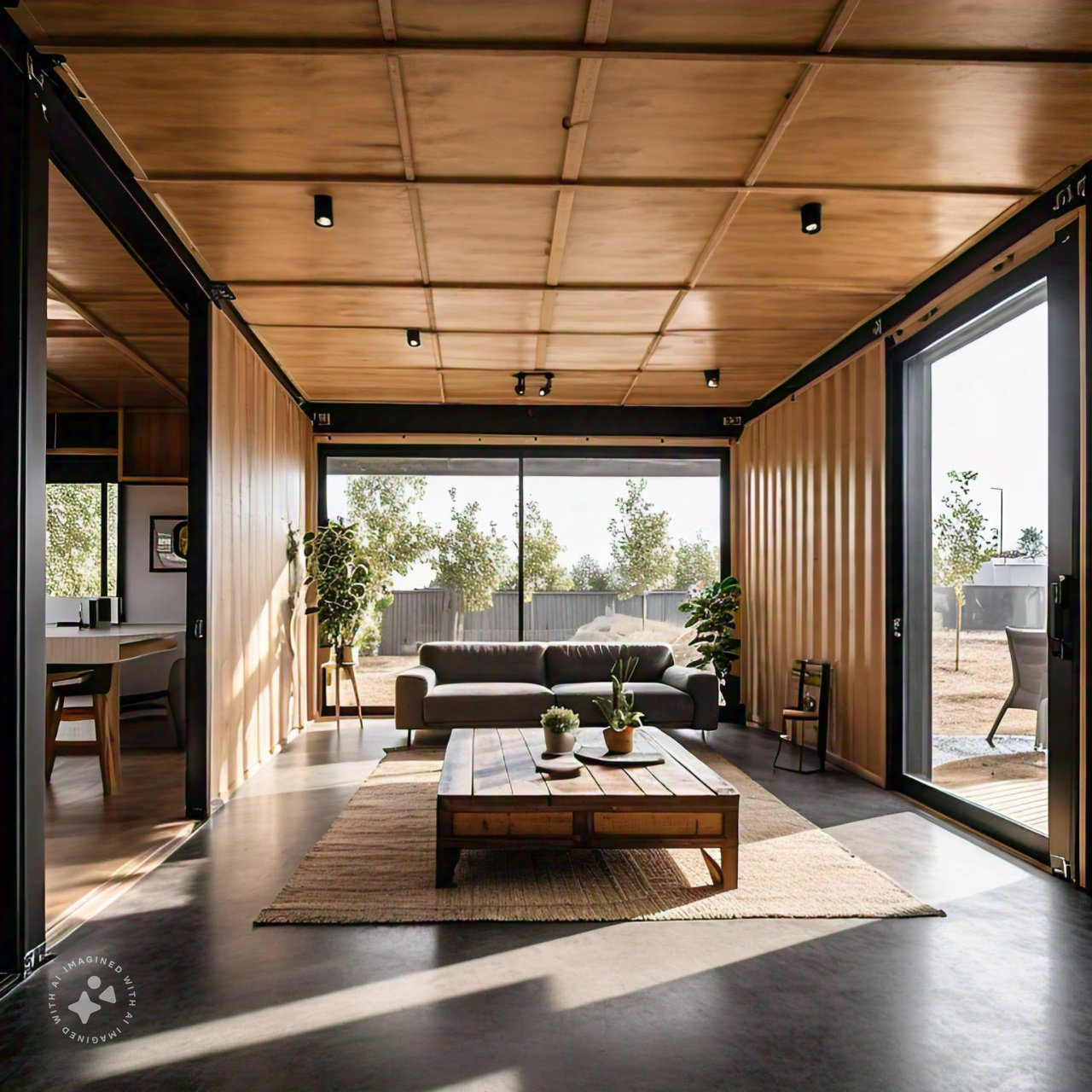 Inside Modern looking Container Home